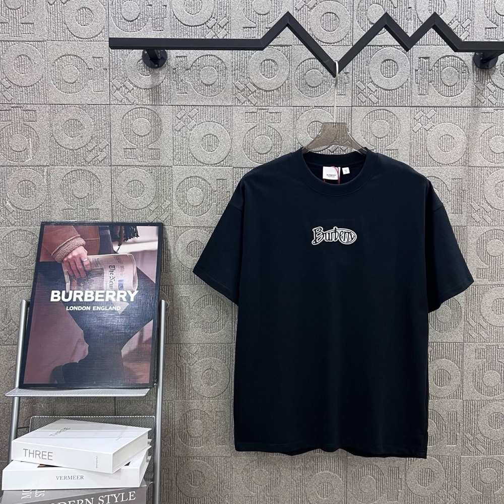BURBERRY Burberry classic LOGO letter embroidered short-sleeved T-shirt